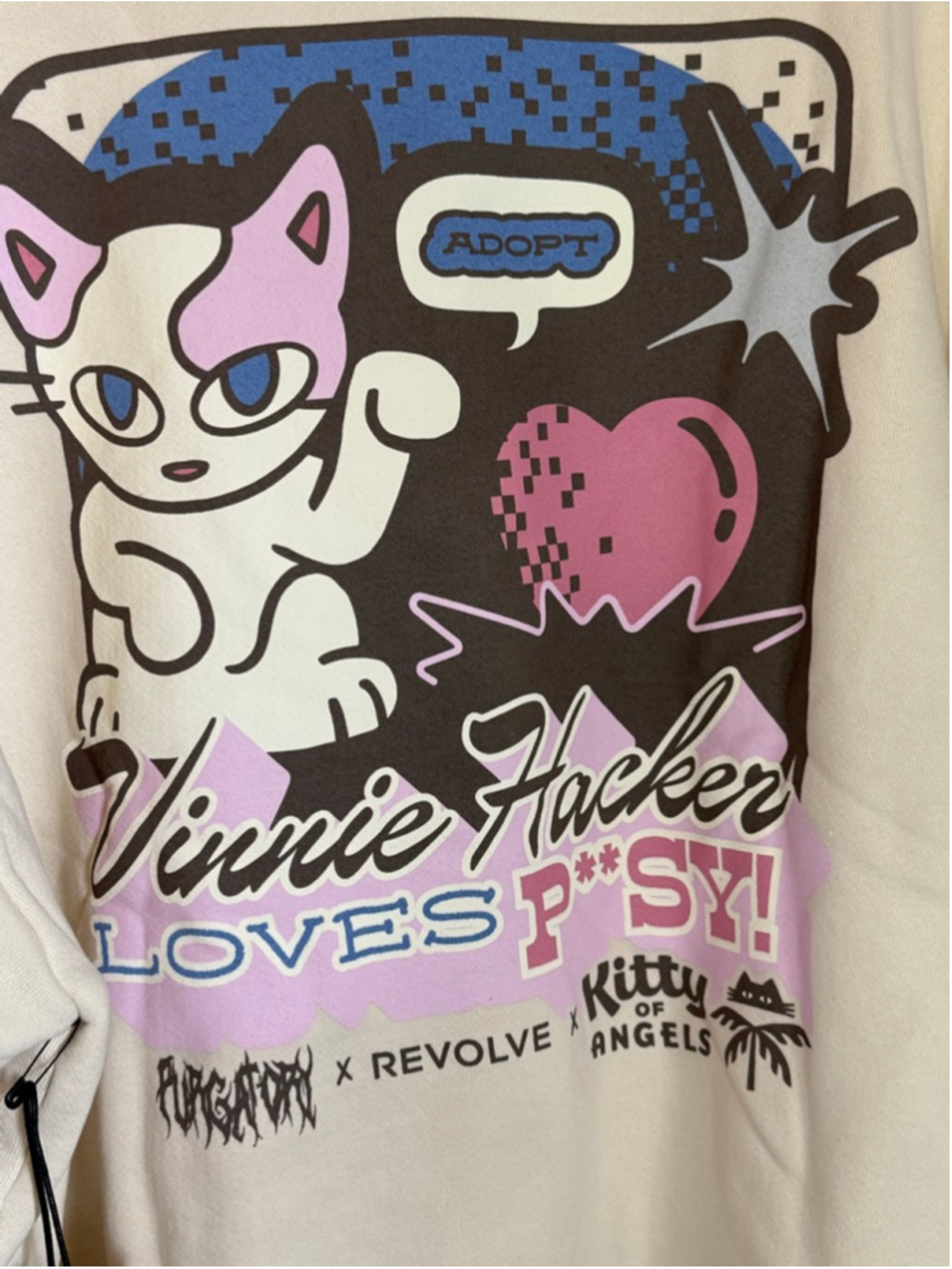 NWT REVOLVE x Kitty of Angels Vinnie Hacker Graphic Sweatshirt M - Picture 4 of 6